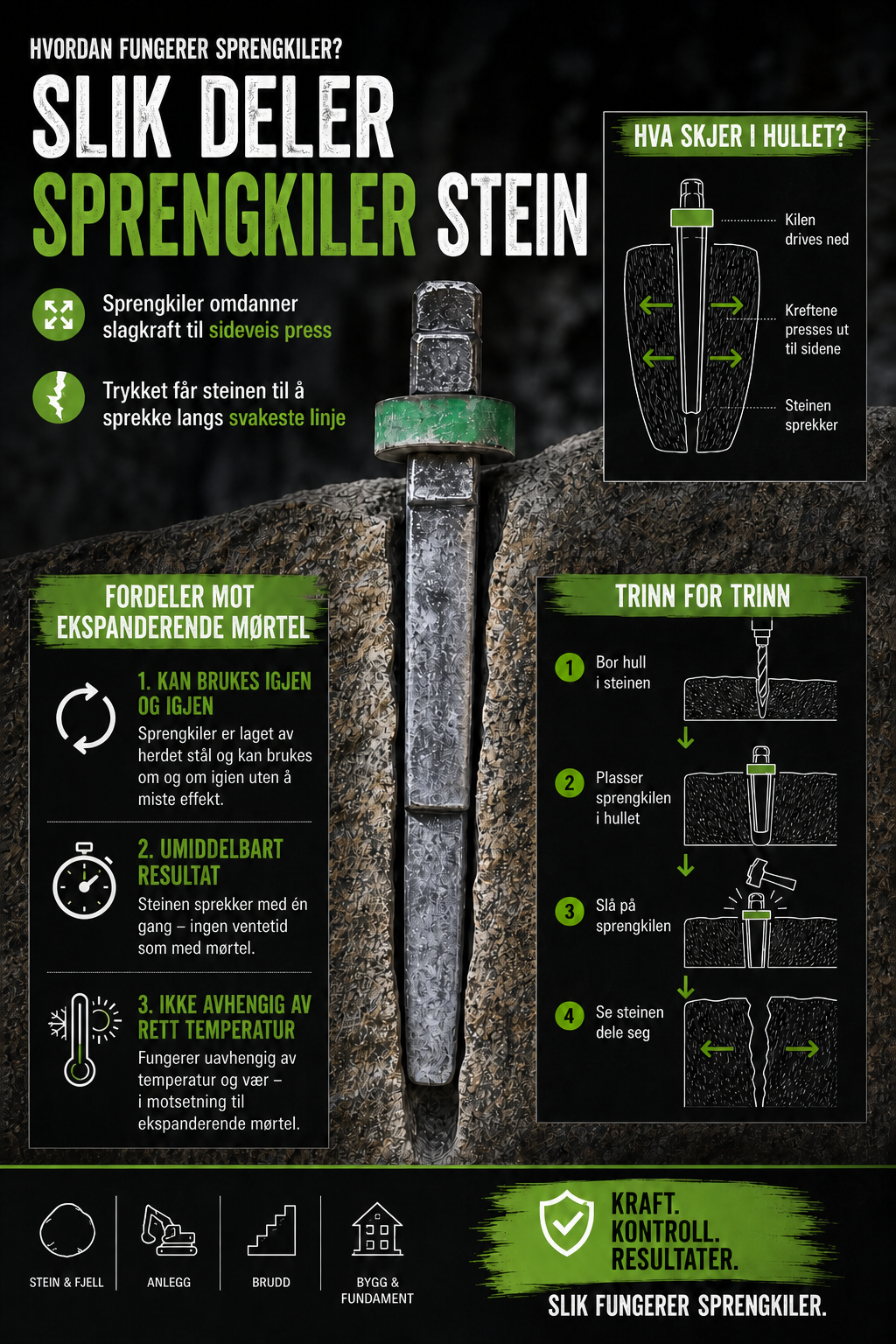 Sprengkile 16mm – For splitting av mellomstore steiner og fjell